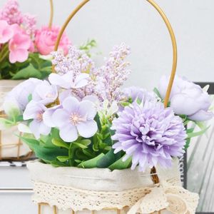 Vases Wrought Iron Artificial Flower Basket Simulation Fake Plant Wedding Home Decor Dropship