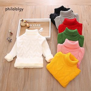 Pulover Philology Dodaj Plush Pure Kolor Winter Boy Kid Kid Grube Knited Bottoming Turtleeck Turtleeck Turtleck Solid High Collar Sweter 231212