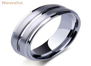 Newshe Anelli in carburo di tungsteno per uomo Anello con scanalatura 8mm Mens Wedding Band Fascino Gioielli Regalo Taglia 813 TRX061 2103107879745