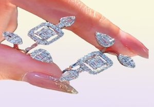 Sparkling Ins Top Sell Wedding Rings Simple Fashion Jewelry 925 Sterling Silver T Princess Cut White Topaz Cz Diamond Gemstones PA9392935