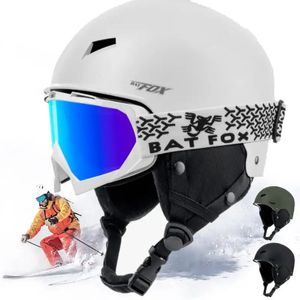 Capacetes de esqui BATFOX Capacete de esqui meio coberto anti-impacto segurança esqui na neve protetor unisex capacete de patinação na neve 231211