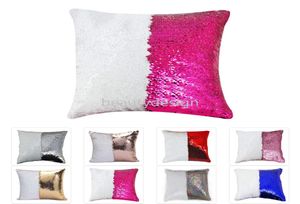 DHL 12 colors Sequins Mermaid Pillow Case Cushion New sublimation magic sequins blank pillow cases transfer printing DIY perso9406685
