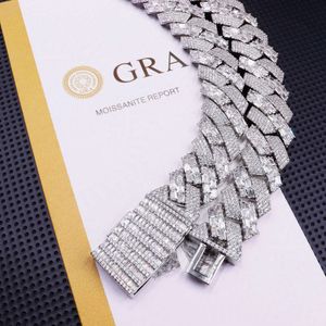 Wholesale 3a Zircon Hip Hop Jewelry Fashion Iced Out Silver Plated Cuban Link Chain Cz Necklace for Men Women