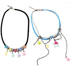 Choker Simple Colorful Star Pendant Necklace Y2K Sweet Cool Clavicle Chain Dropship