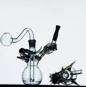 Mini Glass Oil Burner Hosah Bong Water Pipes Inline Matrix Perc 10mm Joint Recycler Dab Rig Ash Catcher