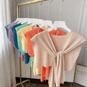Scarves Warm Stripe Knitted Shawl Elegant Sunscreen Cape Knot Scarf Wraps Naval Style Blouse Shoulder Fake Collar Outdoor