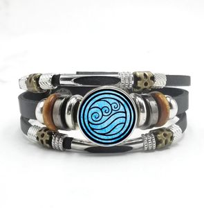 Avatar The Last Airbender Leather Bracelet Kingdom Jewelry Air Nomad Fire And Water Tribe Glass Dome Men039s Bangle9705666