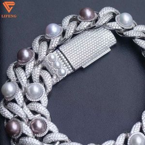 2024 Yeni Varış Moda Takıları 18mm 925 STERLING Gümüş Hiphop Erkek İnci Kolye Buzlu VVS Moissanite Küba Zinciri