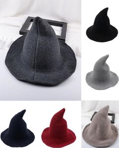 Skąpy brzegi kapelusze fufucaillm 2021 Modern Halloween Witch Hat Wool wełna fedoras dla dorosłych dziewczyny Party 2911991