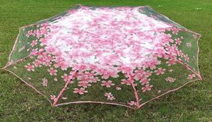 Romantischer, transparenter, klarer Blumen-Blasenkuppel-niedlicher Designer-Gothic-Regenschirm, halbautomatisch für Wind, starken Regen, Damen-Sonnenschirm H4229384