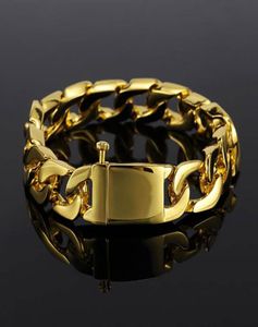 Męskie 13 mm 18K Gold Gold Cynk Stop Cuban Link Bracelets 20cm Męska bransoletka Hip Hop Bransoletka Masowa biżuteria WHOS5405877