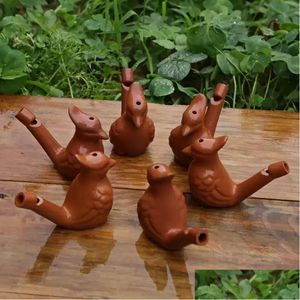 Sanat ve El Sanatları Stok Su Kuş Düdük Vintage Seramik Sanatlar El Sanatları Düdükler Clay Ocarina Warbler Şarkı Şeşirleri Çocuk Banyo Dam Dhcl9