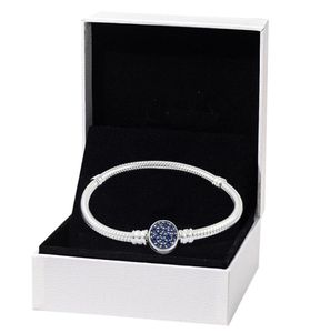 S925 Bracelets básicos de prata esterlina para mulheres jóias finas Button azul tipo Diy Fit Original P Charms Bads Ladies 2356105