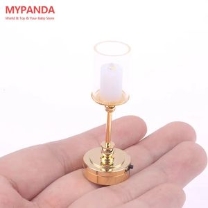 Arkitektur/DIY House Mini 1 12 Miniature Table Candlestick Retro Doll House Lamps Decor Accessories Dollhouse Furniture Toys 231212