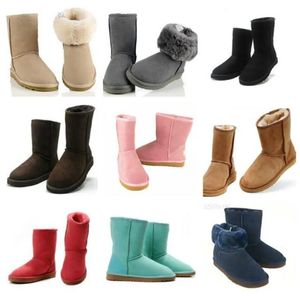 Damen-Freizeitstiefel, Fabrik-Designer-Stiefel, Damen-Schneestiefel, klassischer Stil, Kuh-Wildleder, wasserdicht, warm, kurze Winterstiefel, Marke, 12 Farben