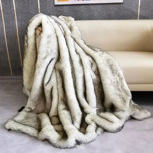 Koce Zimowa faux-fur zagęszczona pluszowa koc flanel imitacja lis fur