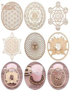 Mats Pads Laser Engraving Wooden Flower Of Life Round Coasters Placemats Table Home Decoration Crafts 1pcs6254123