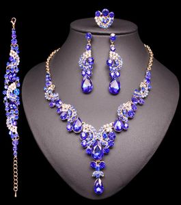 Fashion Crystal Earring Necklace Set African Jewelry Set Indian Luxury Bridal Wedding Party Costume SMEEXKE GENTER FÖR KVINNOR1748071