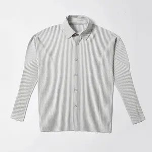 Erkekler Sıradan Gömlekler Miyake Piled Suit Ceket Koreli Versiyon Gevşek 2023 Yaz Uzun Kollu Gömlek Düğmesi Top Erkekler