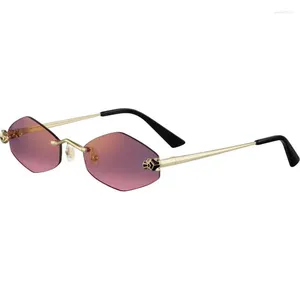 Solglasögon CT0443S Rimless Diamond Designer Gold Silver UV400 Ladies Outdoor Glasses Män tillverkade i Frankrike Eyewear