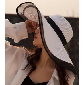 Women Hat Beach 16 cm breda brim Straw Summer Hats For Ladies and Caps Bonhet Designer Sun Visor1308316