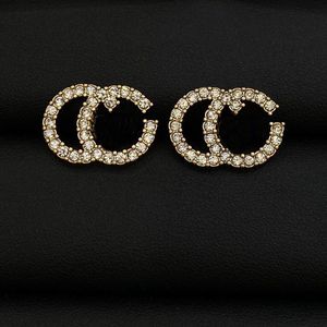 Fashion Style Women Designer Stud Earrings Full Diamond G Letter Luxury Brass Engagement Hoop Wholesale With Dust bag
