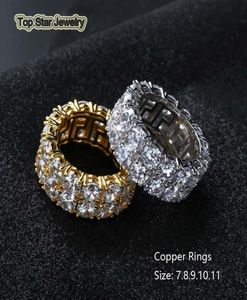 Neue Stil Echt Kupfer Ringe Chiny 2 Reihen Zirkonia Punk Finger Zubehör Für Männer HipHop Trendsetter Rock Rapper Schmuck go1735183