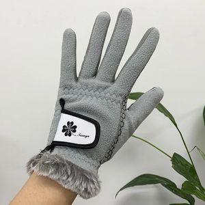Спортивные перчатки TTYGJ, защищающие от холода, женские осенне-зимние теплые перчатки для защиты запястья, противоскользящие флисовые перчатки для гольфа, левая и правая руки, 1 пара 231212