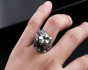 Whole New Fashion Super Quality Punk Rock Mens Biker Rings Vintage Gothic Skeleton Tiger Skull Ring Men US Size for 4750512