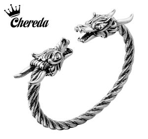 Chereda dragão antigo prata pulseira masculino eslavo nórdico viking punk pulseiras personalidade ajustável para meninos 9263512