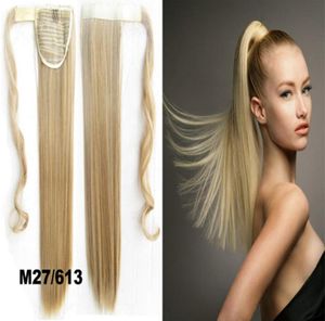 Whole1PC 22inch 90g Synthetic Long Straight Clip In Ribbon Ponytail Hair Extension hairpiece pony Tail Hair Pieces3175363