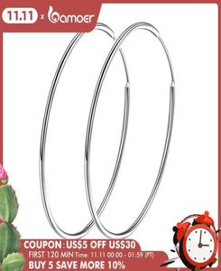 Hoop Huggie Memnon 925 Sterling Silver Stora örhängen Circle Endless Big Hoops Earring 304050mm For Women Girls6778864