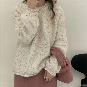 Maglioni da donna Maglione girocollo in filato colorato Donna Autunno e inverno Vento pigro sciolto Dolce dolce morbido ceroso