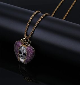 Hip Hop Juice Wrld Same Paragraph Devil Skull Heartbreak Pendant Solid Cubic Zircon Necklace Jewelry Necklaces9255353