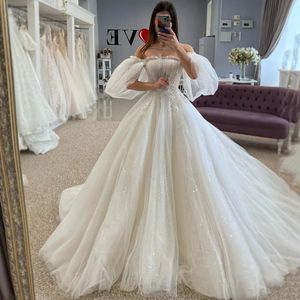 Urban Sexy Kleider Sparky Princess Vintage Hochzeit 2024 Spitze Perlen Braut Kleid Puff Sleeve Korsett Zurück Kleider Plus Größe Vestidos 231213