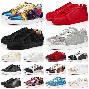 2024 Red Casual Shoes Bottoms Platform Loafers Nitets Low Studered Mens Womens Black Sliver Hitets 36-47 Big Size US13 med Box Vintage Sneakers Trainers Plate-Forme