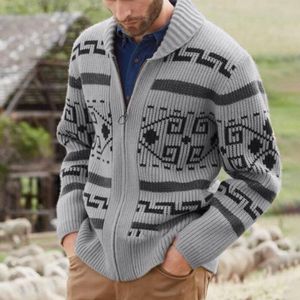 Wiosenne męskie swetry Sweter jesienny dzianinowy swetra kardigan vintage płaszcza mężczyzn Masowe druk zamek błyskawiczny zimowy rękaw