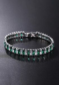 Bracelet de Tennis vert en zircone cubique pour hommes et femmes, chaîne à maillons de 4mm, couleur or argent, bijoux à main, Whole4557056