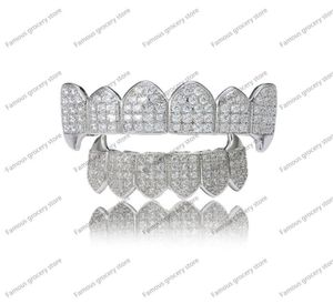 2021 Grills bretelle hip hop oro Fangs micro intarsiato zircone denti tendenza corpo decorativo8543590