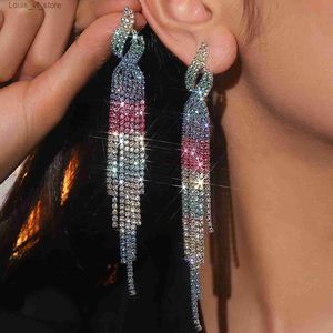 Charm 2023 Long Tassel Dangle Drop Earrings for Woman Teen Girls Silver Punk Sleek Metal Chain Earrings Wedding Bridesmaid Jewelry T231213
