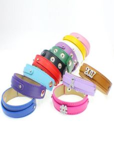 Charm Bracelets 50PCSlot 18x210mm Copy Leather Wristband Snap Bracelet With 8mm Slide Bar Fit For Diy Letters Fashion Jewelrys Ma8374766