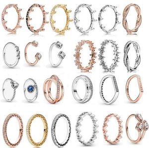 2021 Frühlingsring 925 Sterling Silber Rose Gold Pink Enchanted Crown Rings Original Mode DIY Charms Schmuck für Frauen machen 8626172