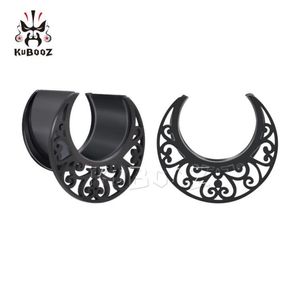 KUBOOZ Ohrtunnel aus Edelstahl mit gekerbtem Ausschnitt und Blumenmuster, Piercing-Schmuck, Ohrring-Messgeräte, Keilrahmen, Expander, W1883516