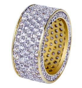 18k Gold Plated Cz Cubic Zirconia Ring Full White Diamond Rock Punk Rapper Hip Hop Accorthration Rings Smyckesgåvor 10mm storlek 711 W1421365