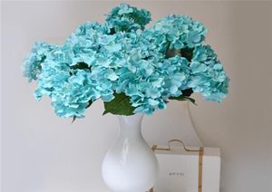 Mazzo di fiori di ortensia di seta 7 copricapo 50 cm 1968 pollici Verde acqua artificiale Colore blu Ortensia continentale grande per spettacolo domestico8665356