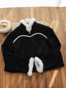Etniska kläder kvinnors vintage svart chenille plysch nack tank topp 2023 vinter elegant ung stil qipao