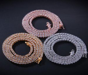 3mm 18 inç 925 Sterling Gümüş Tenis Zinciri 1 Sıra Mikro Pave Kübik Zirkon Tenis Bling Bling 18K Altın Gümüş Zincir Kolye Kalça H6764663