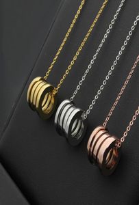 New Arrive Fashion Classic Lady 316L Titanium steel 18K Plated Gold Necklaces With Spring Pendant Wedding Engagement 3 Color Big S5039990