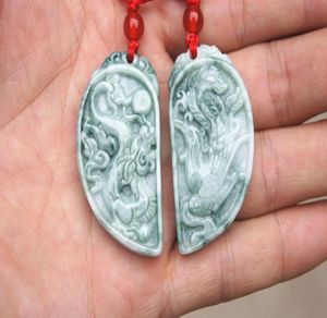 Beautiful natural blue field color jade handcarved exquisite dragon and phoenix match lovers039 money Talisman neckla5016830