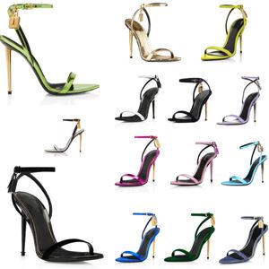 Dress shoes Tf Padlock Pointy Naked tom High-Heeled Brands ford Patent Leather Sandals Summer Luxury Pop Heel Gold-plated Dress Wedding Heel Eu35-43